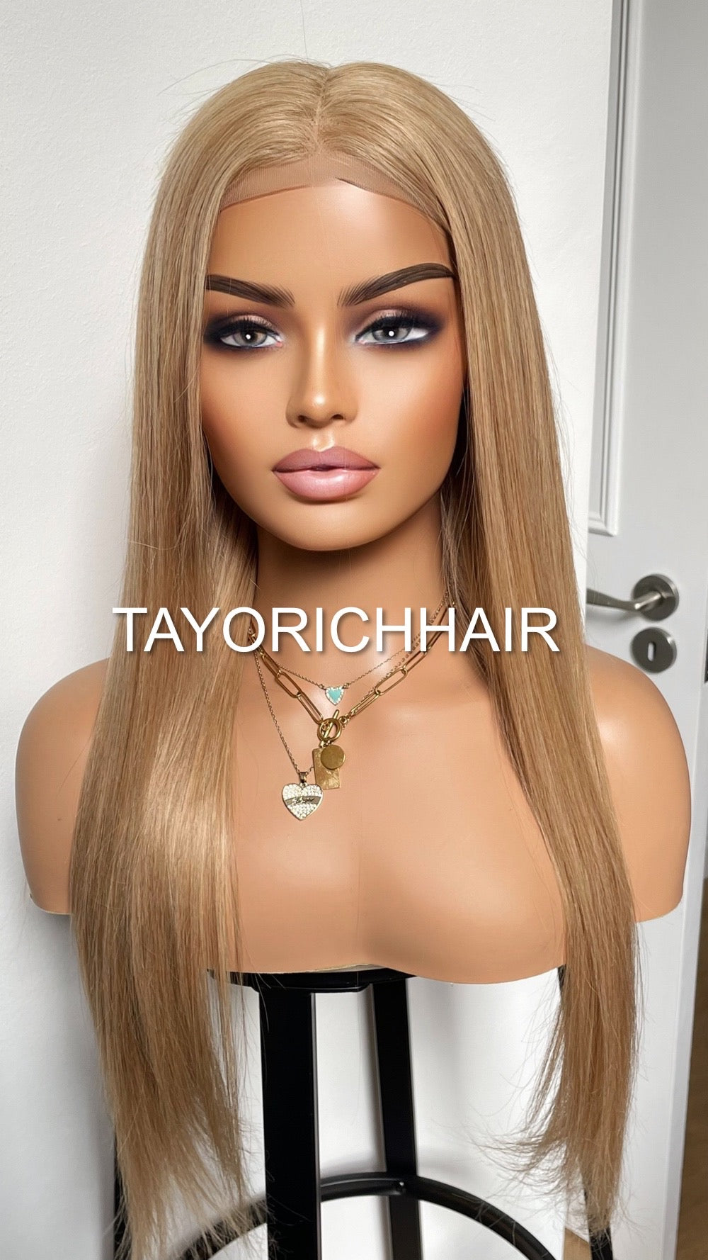 Warm Blonde Long Straight Real Hair Lace Front Wig 24 Inches/13x6 Swiss Lace/Low Density Blonde Real Hair Wig For Women