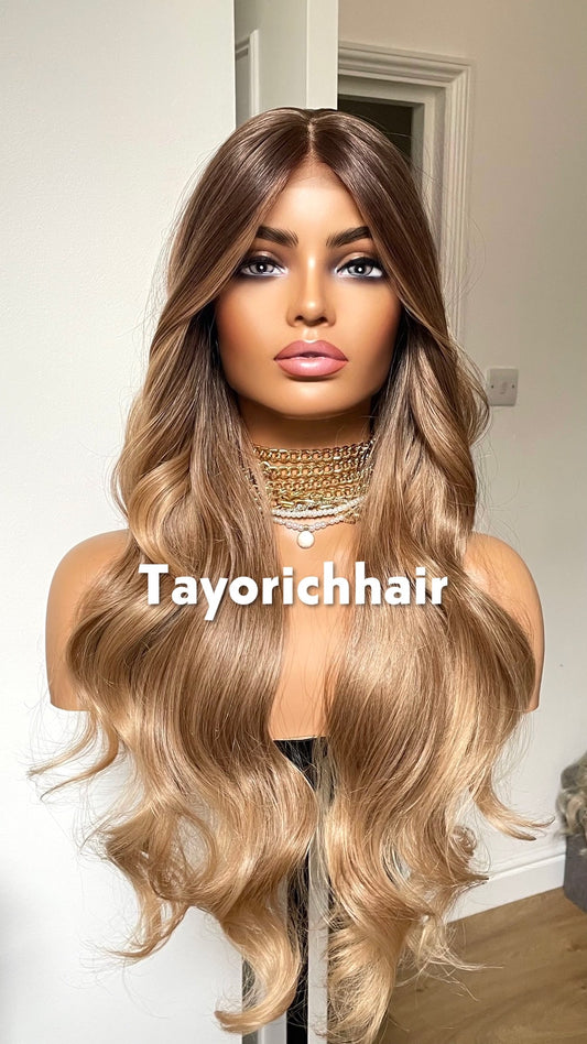 Honey Caramel Blonde Mix Synthetic Lace Frontal Wig