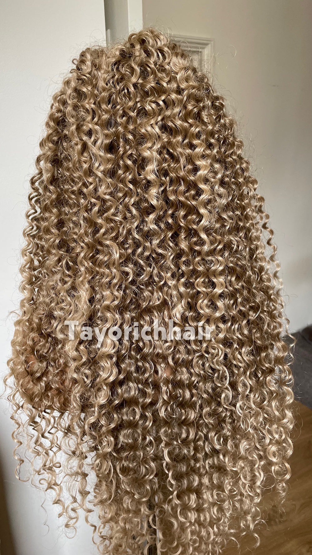 TayoRichHair | 24" Natural Ash Blonde Deep Spiral Curl Lace Front Wig (13x6 Lace)
