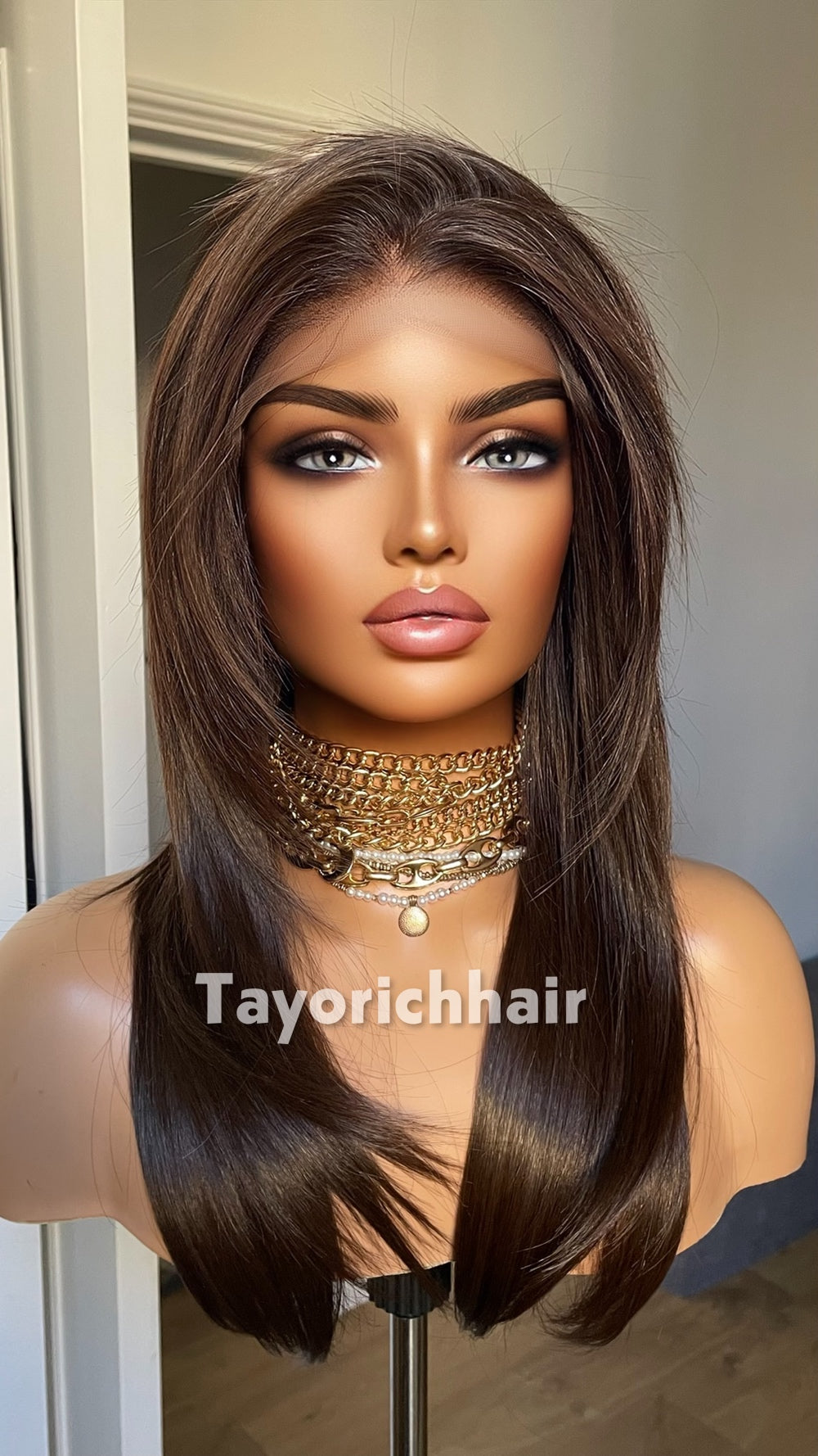 Dark Brown 18” Feathered Layer Wig | Lightweight Lace Front