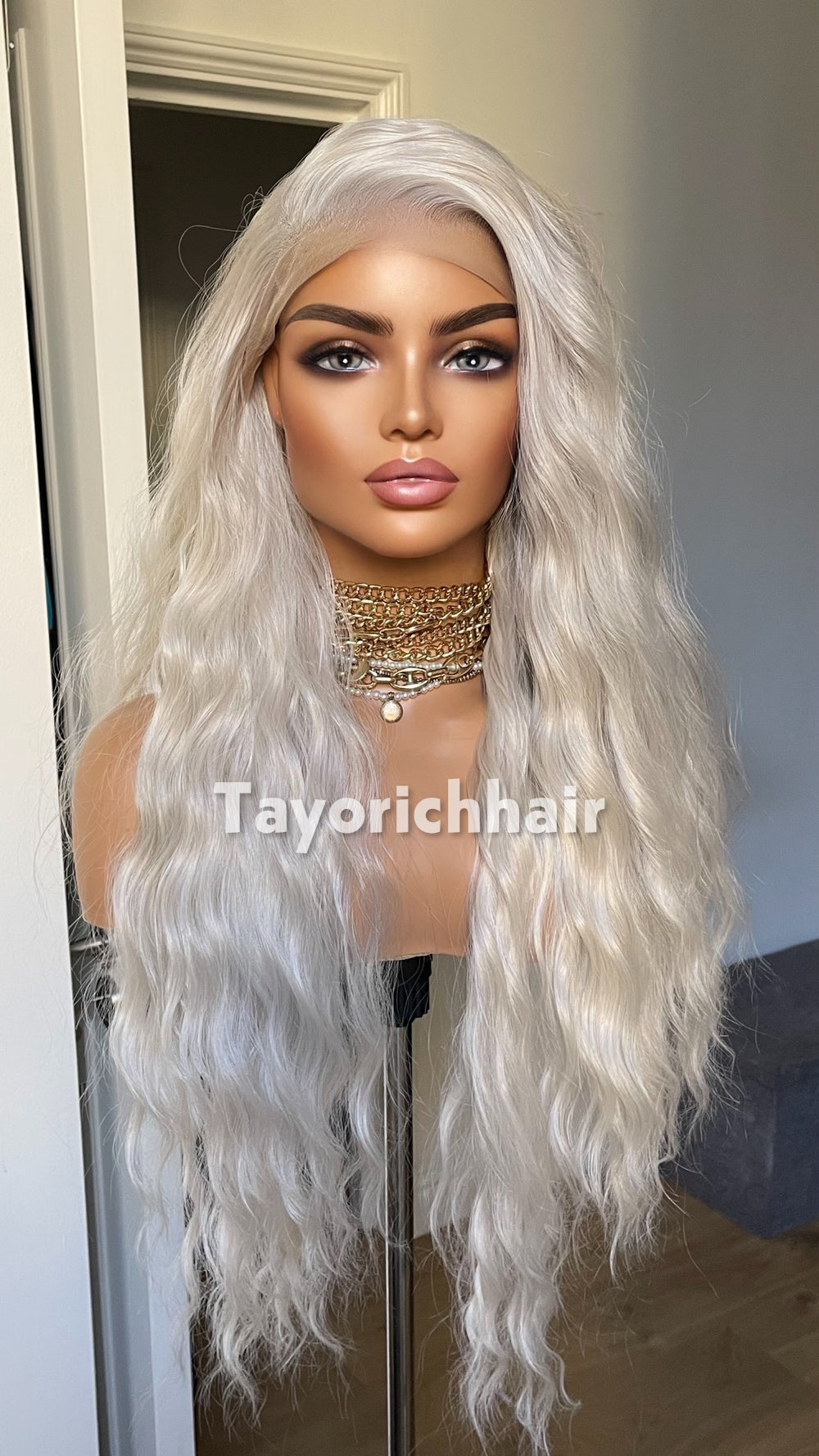 Tayorichhair Icy Platinum Blonde Loose Curls Wig – 24" Heat Safe Synthetic