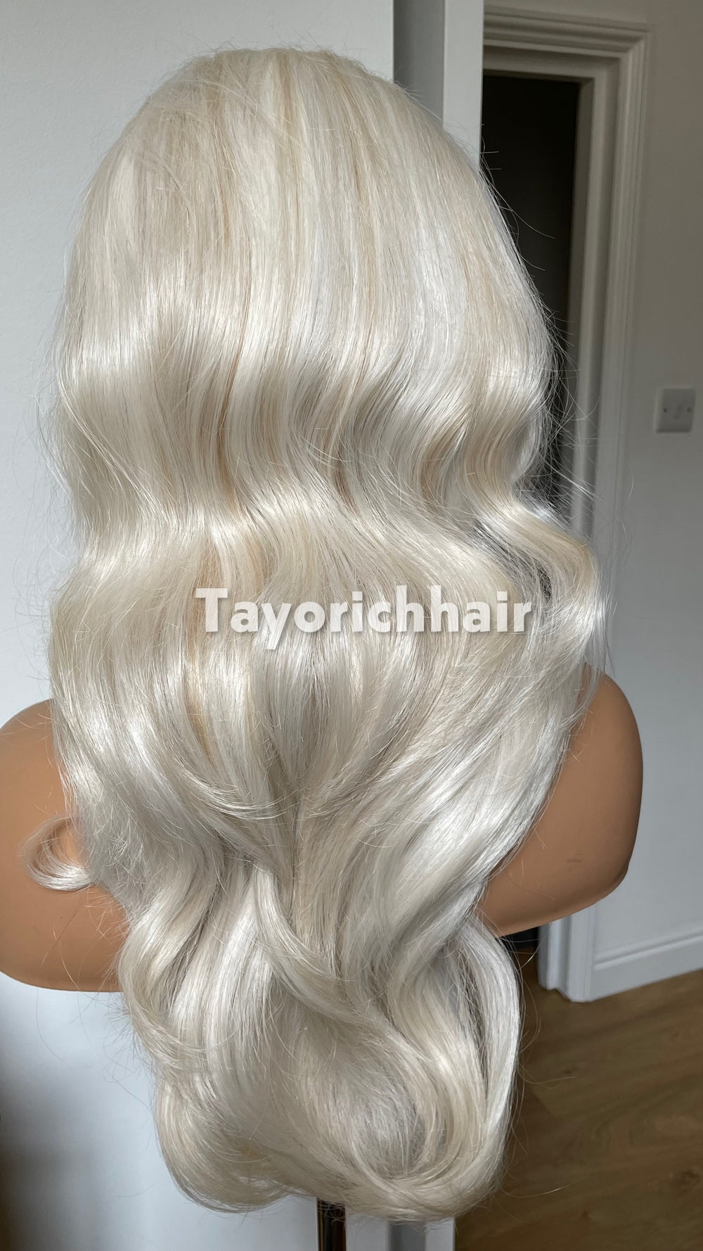 Tayorichhair Premium 16" Heat-Safe Synthetic Hair Wig – Platinum Blonde with Mild Lowlights, Pre-Plucked 13x6 Deep Lace Front (Free Parting)
