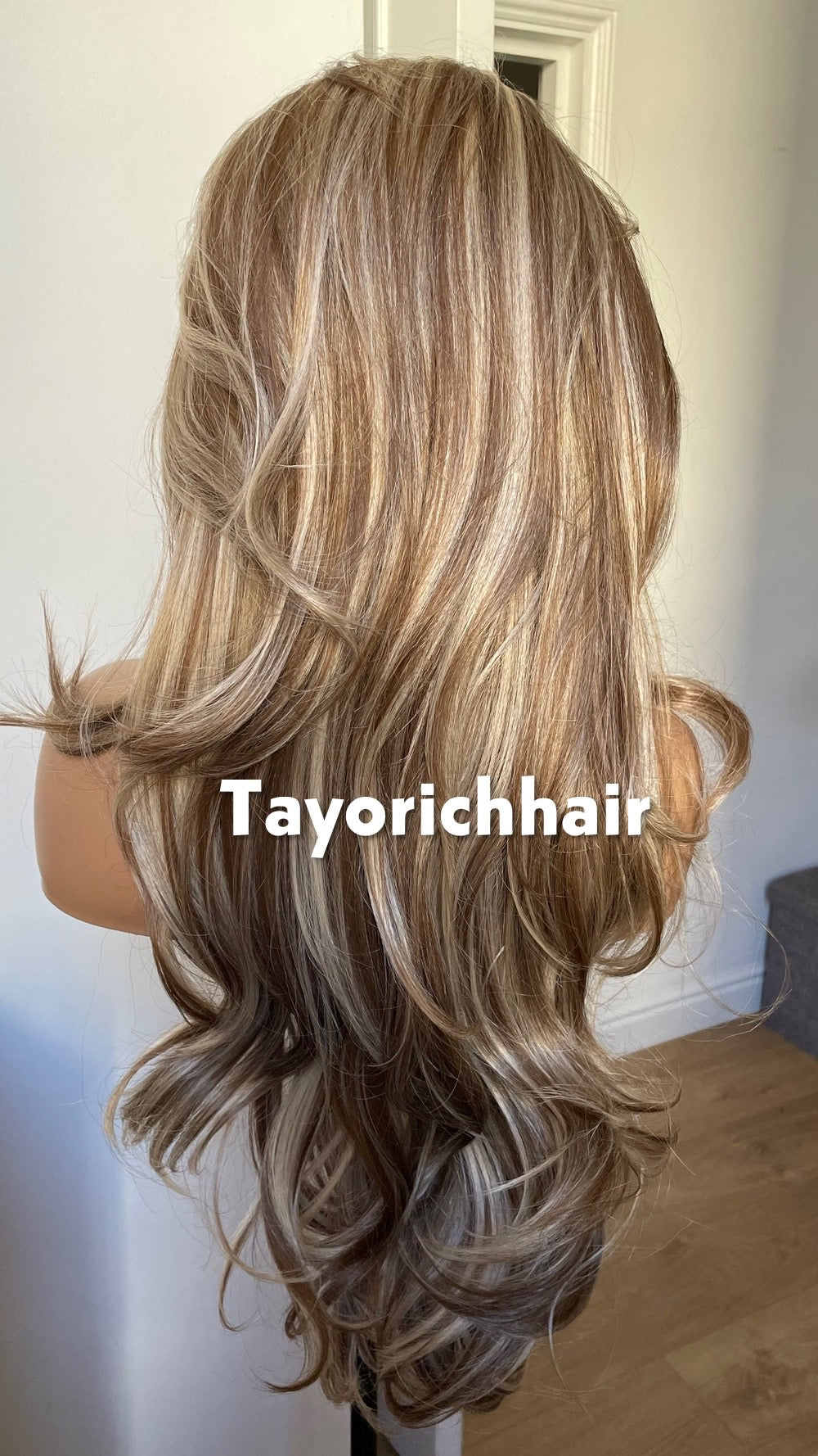 Mixed Blonde And Brown Lace Front Wig; Layered 24 Inch, Pre Plucked Hairline