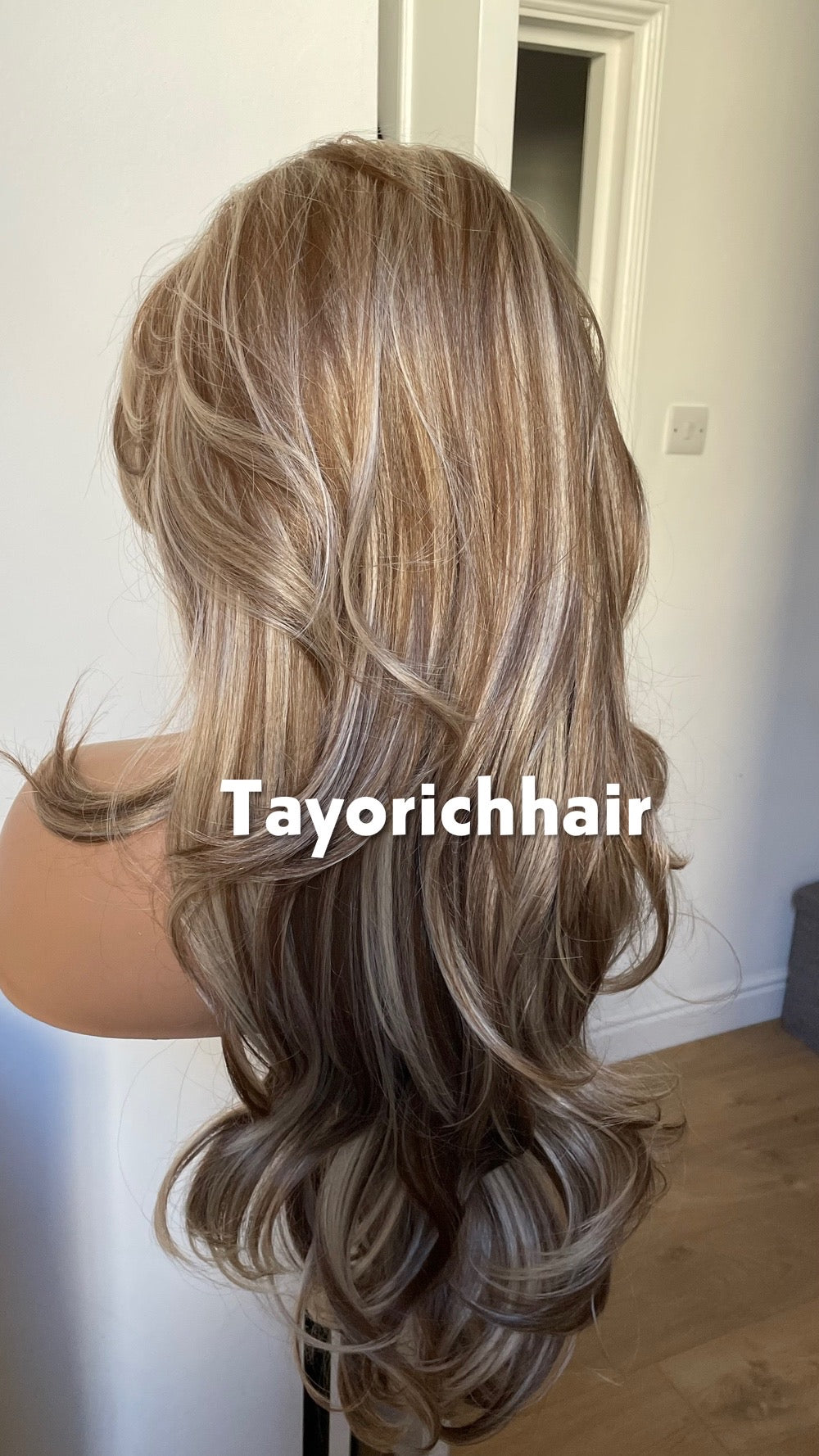 Mixed Blonde And Brown Lace Front Wig; Layered 24 Inch, Pre Plucked Hairline