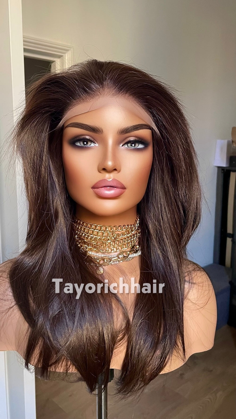 Dark Brown 18” Feathered Layer Wig | Lightweight Lace Front