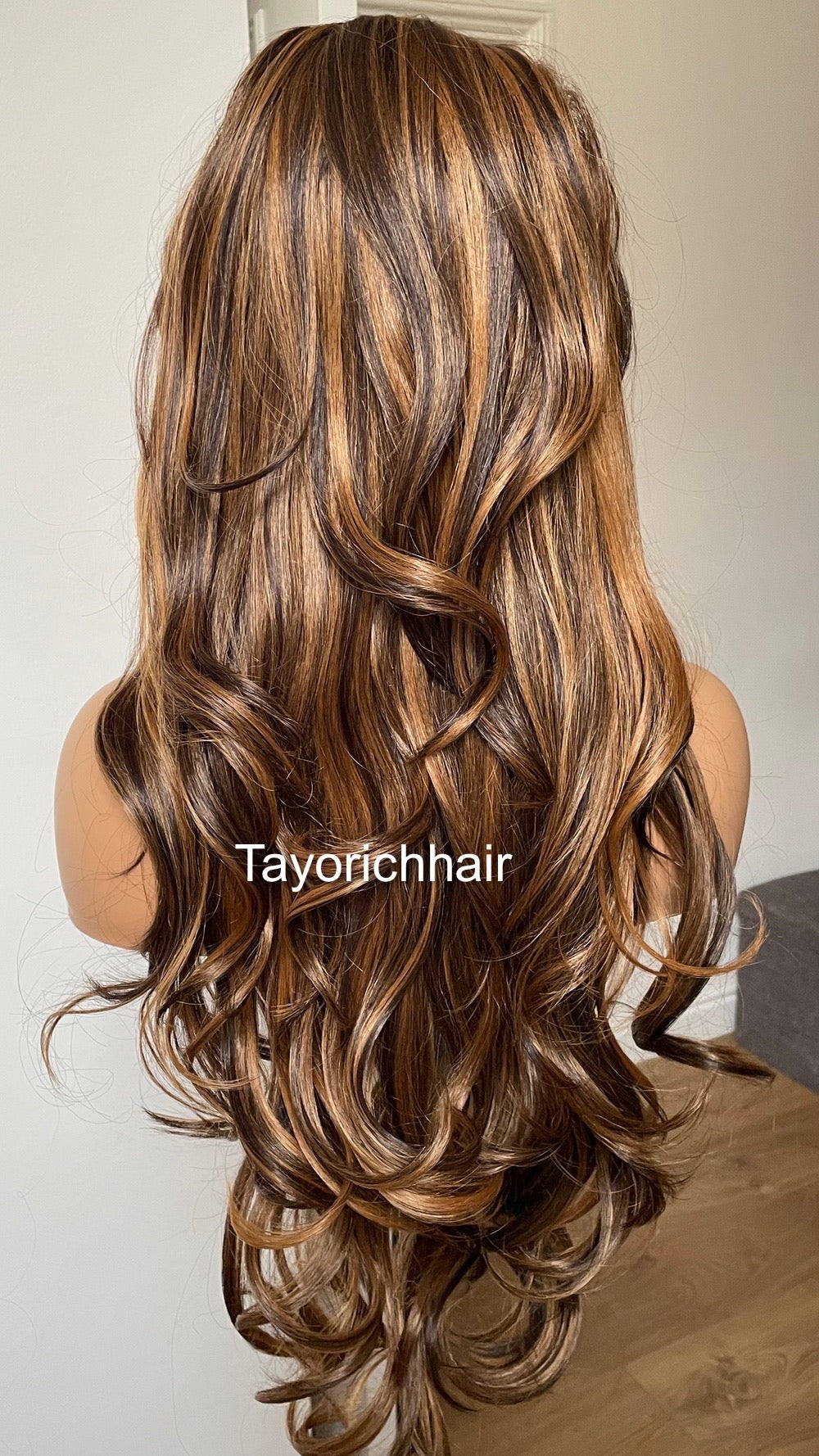 Blonde And Brown Layered Wig: Long Wavy Synthetic Hair, 13x6 Lace Frontal Wig By Tayorichhair.