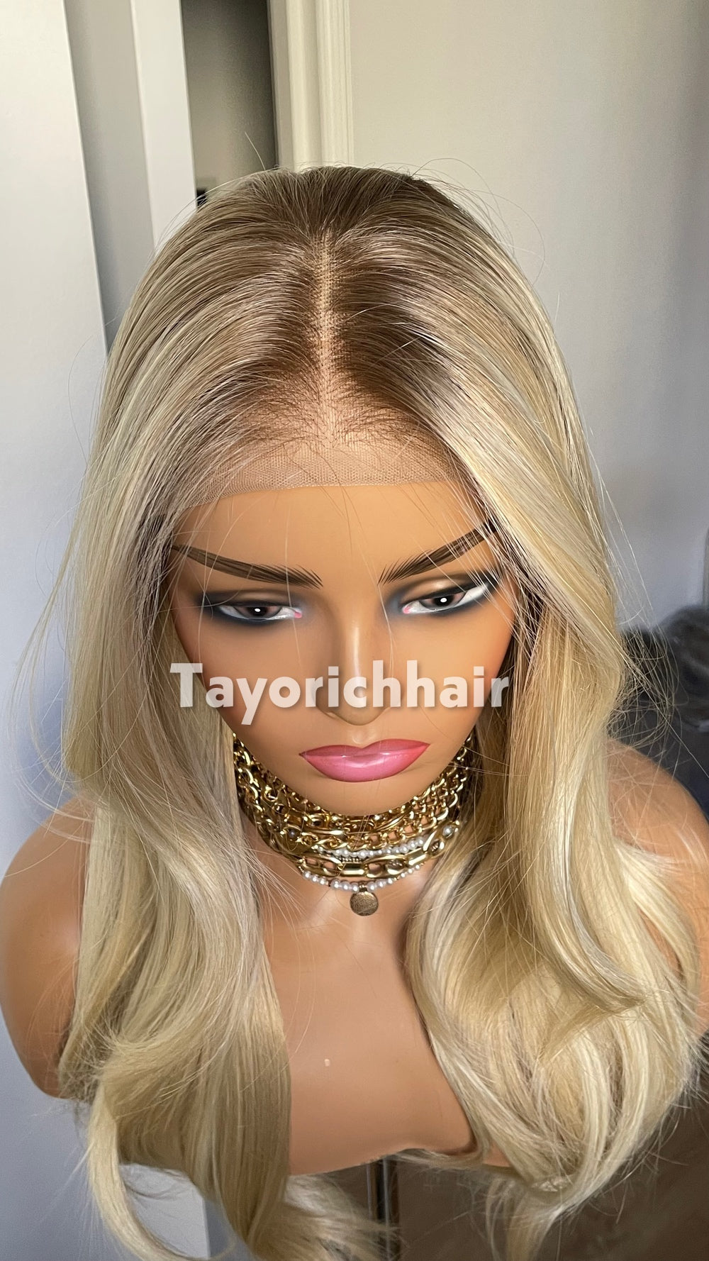 Mixed Light Blonde Heat Safe Synthetic Lace Front Wig | Layered 10” Front 20” Back | Low Density Natural Wig | Tayorichhair