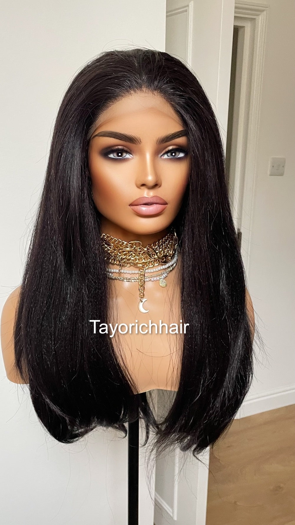 Jet Black Lace Front Wig For Women| Black Short Yaki Synthetic Wigs For Women| Daily Wig For Women| Party Wigs|Free Part Shoulder Length Wig