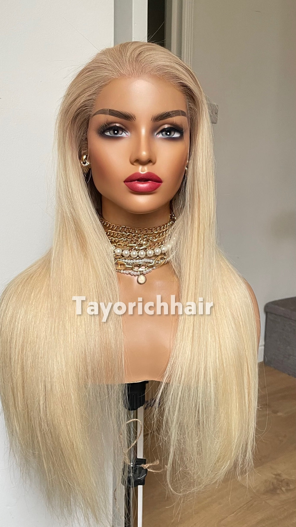 22 Inch Warm Blonde Human Hair Wig with 13x4 HD Lace Frontal