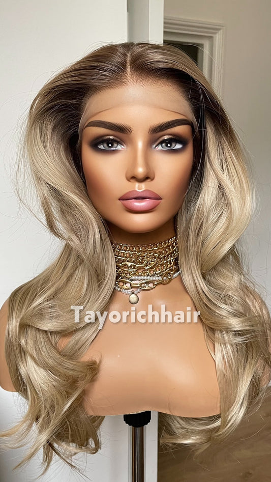 Sun Kissed Honey Blonde Wavy Lace Front Wig - 20" Heat Resistant Synthetic | Suitable for Medical Hair Loss, Alopecia & Fashion