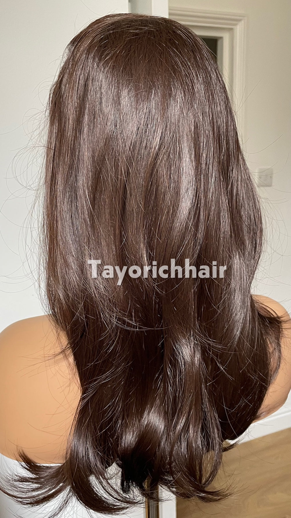 Dark Brown Heat Safe Synthetic Lace Front Wig | 16” Layered Bouncy Wave Wig | 13x6 Transparent Lace | Glueless | Tayorichhair