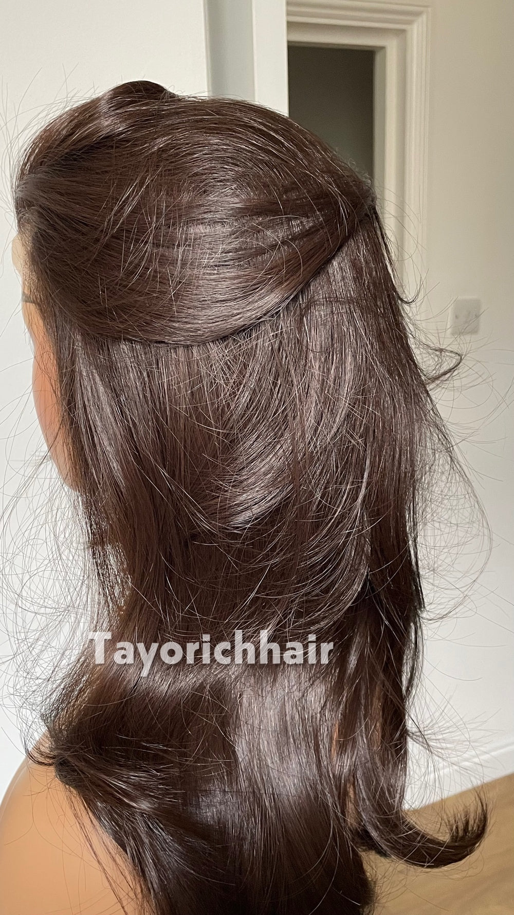 Dark Brown Heat Safe Synthetic Lace Front Wig | 16” Layered Bouncy Wave Wig | 13x6 Transparent Lace | Glueless | Tayorichhair