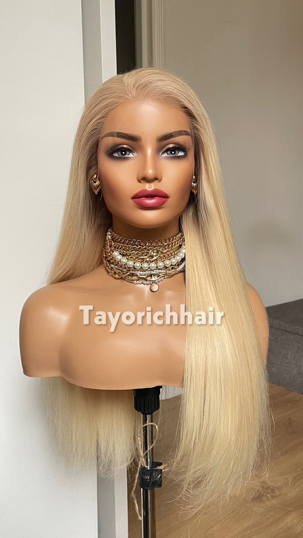 22 Inch Warm Blonde Human Hair Wig with 13x4 HD Lace Frontal