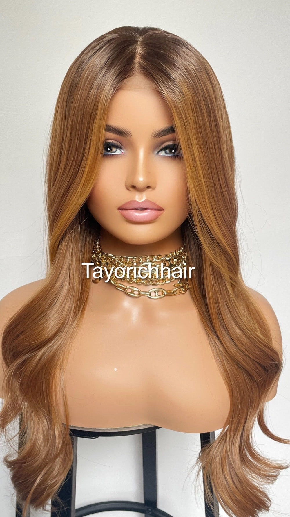 Ginger Auburn Synthetic Lace Wig With Dark Roots/ 20 Inches Soft Hair Luxury Synthetic Wig For Women Hairloss Alopecia/13x4 Lace Middle Part