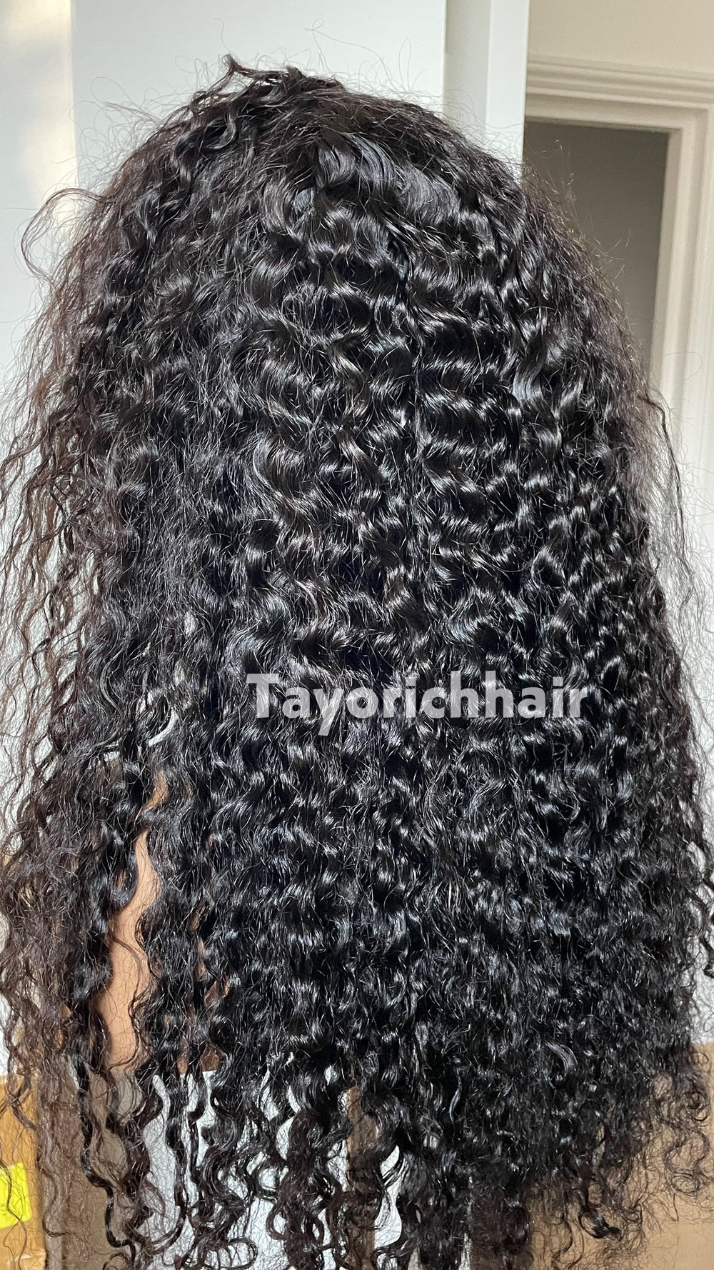 24" Wet and Wavy Curls HD Lace Human Hair Wig - 180% Density 1B Natural Black | Medical & Beauty