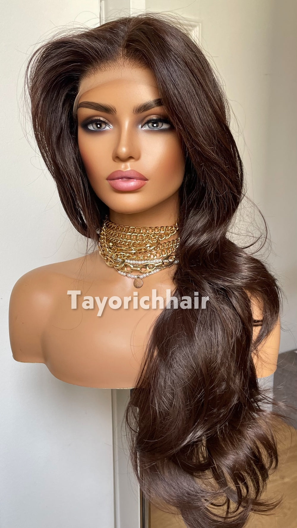 Tayorichhair Dark Brown Layered Glueless Synthetic Lace Front Wig (10"-22")