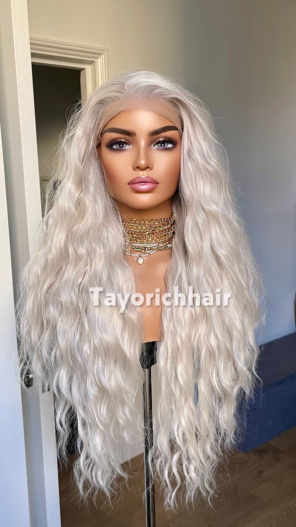 Tayorichhair Icy Platinum Blonde Loose Curls Wig – 24" Heat Safe Synthetic