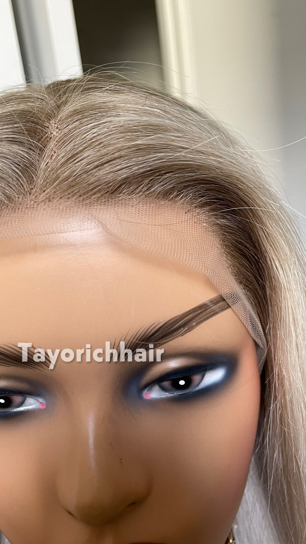TayoRichHair 13x4 HD Lace Front Ash Platinum Blonde Straight Wig – 100% Human Hair (24 Inch, 200% Density, Dark Roots, Average Cap)