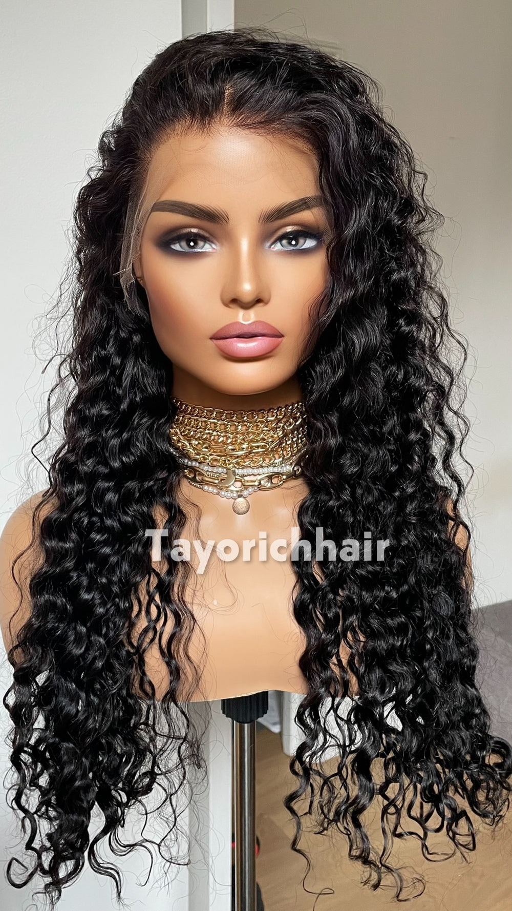TayoRichHair 13x6 HD Lace Front Exotic Deep Curl Wig – 100% Soft Human Hair (24 Inch, 180% Density, Color 1B, Small/Medium Cap, Firm Hold Glueless Fit)