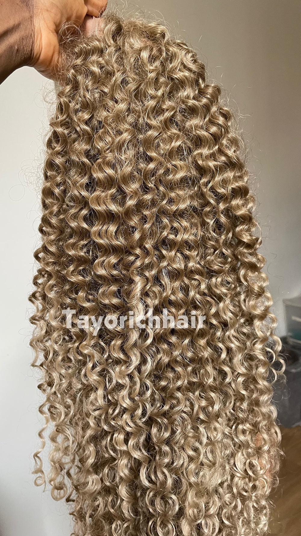 TayoRichHair | 24" Natural Ash Blonde Deep Spiral Curl Lace Front Wig (13x6 Lace)