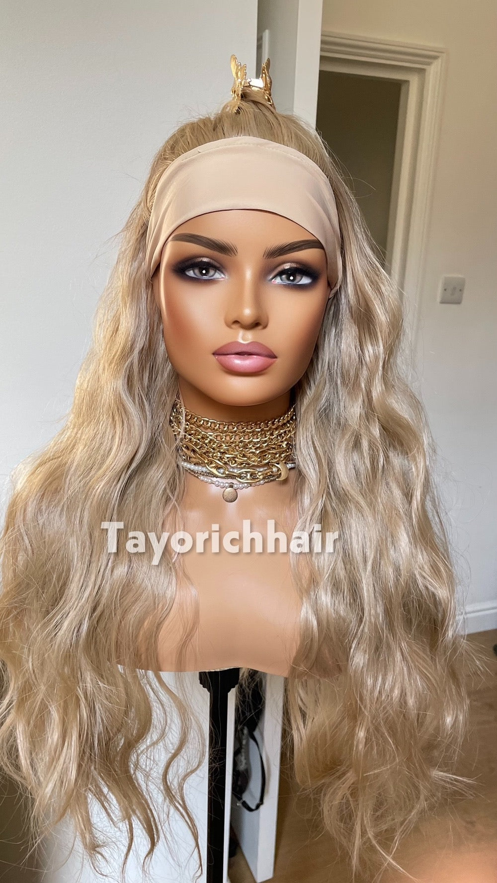 Glueless Ponytail Wig: Heat-Safe Synthetic Updo with Headband