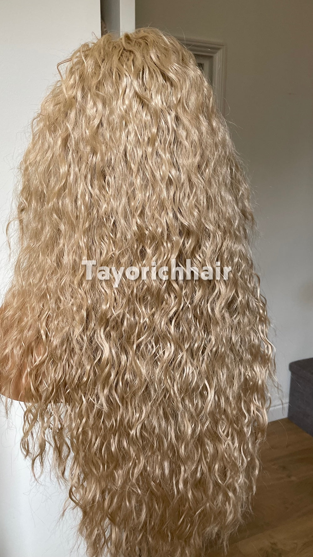 Medium Blonde Curly Wig | 10” Front 20” Back | Heat Safe Synthetic Lace Front Wig | 13x3 Transparent Lace | Small Cap | Tayorichhair