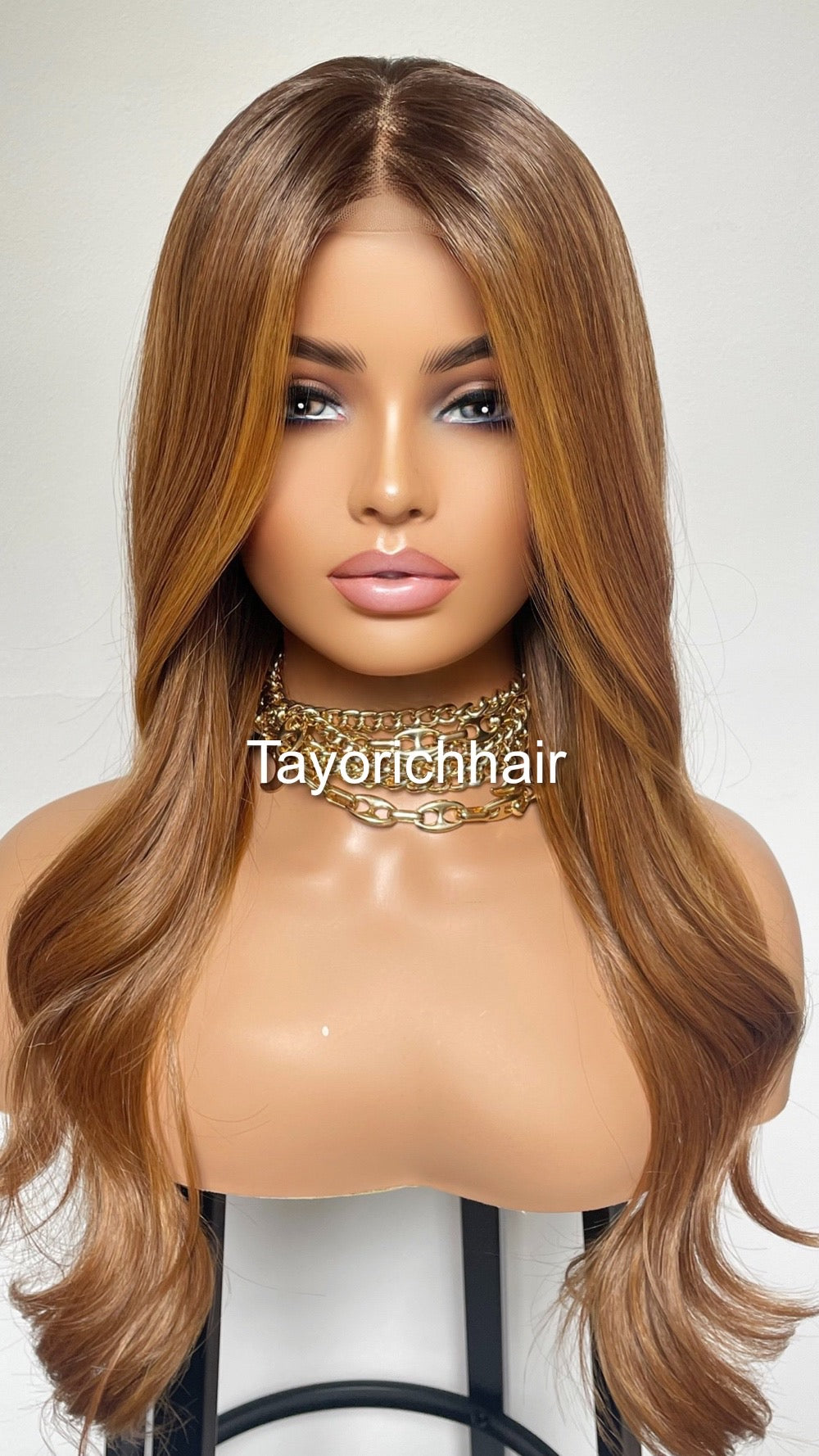 Ginger Auburn Synthetic Lace Wig With Dark Roots/ 20 Inches Soft Hair Luxury Synthetic Wig For Women Hairloss Alopecia/13x4 Lace Middle Part