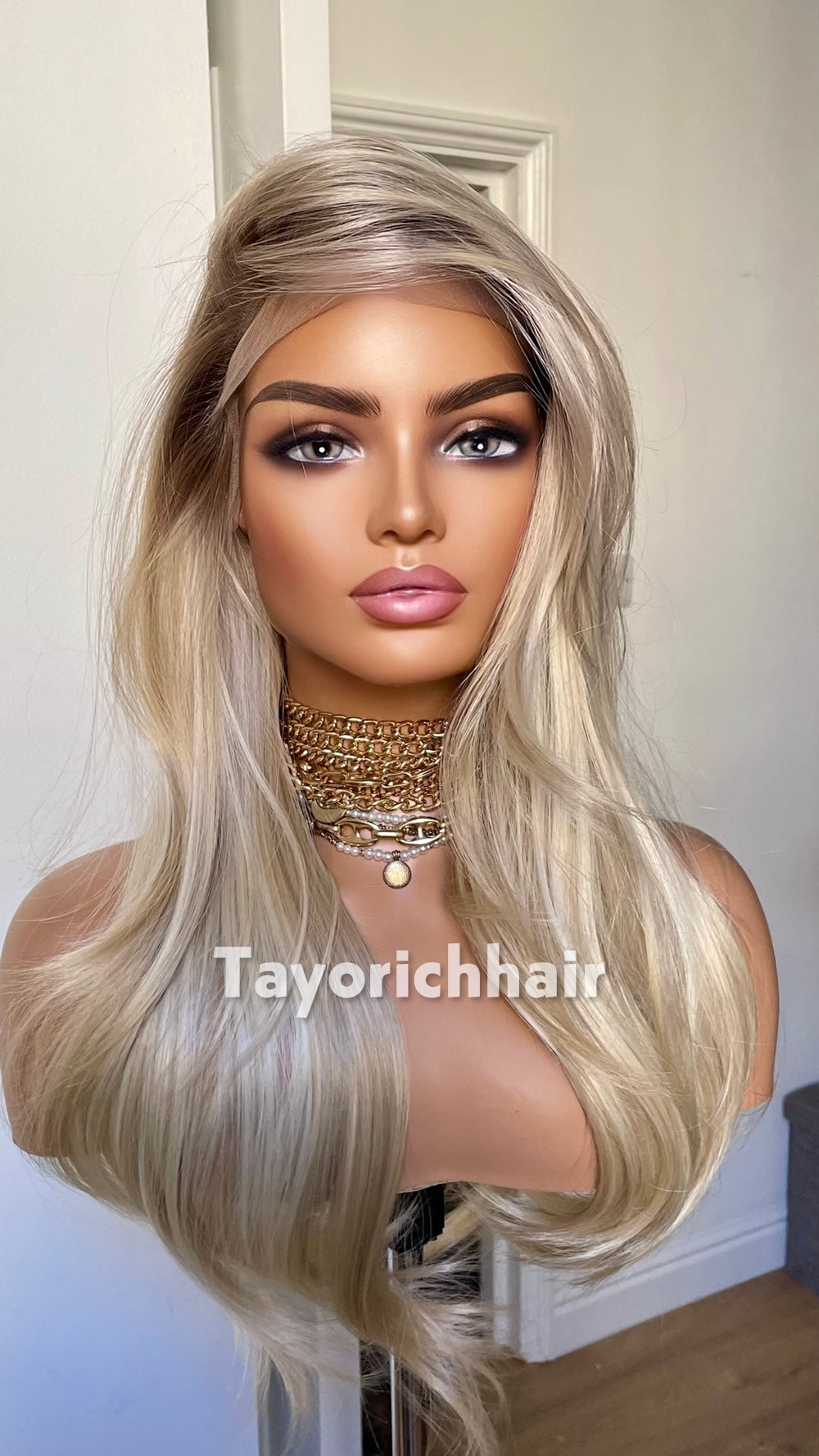 Mixed Light Blonde Heat Safe Synthetic Lace Front Wig | Layered 10” Front 20” Back | Low Density Natural Wig | Tayorichhair