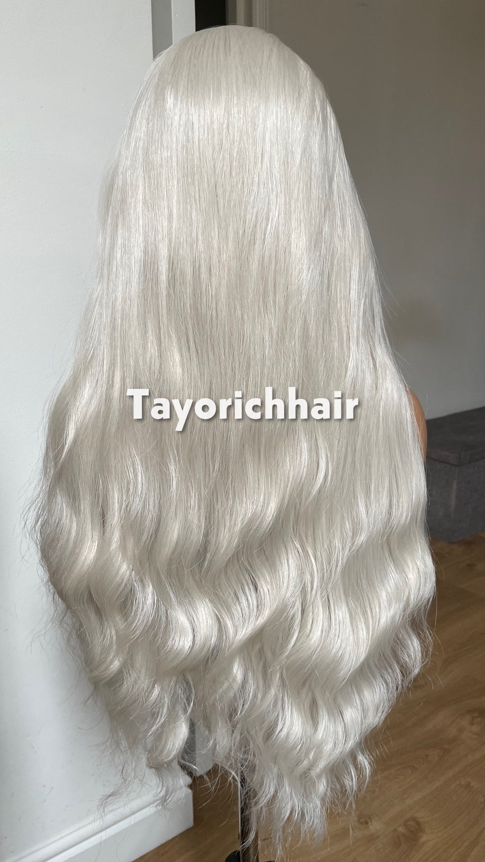 Platinum Blonde Lace Front Wig: 26 Inch Wavy Hair 13 by 6 Lace