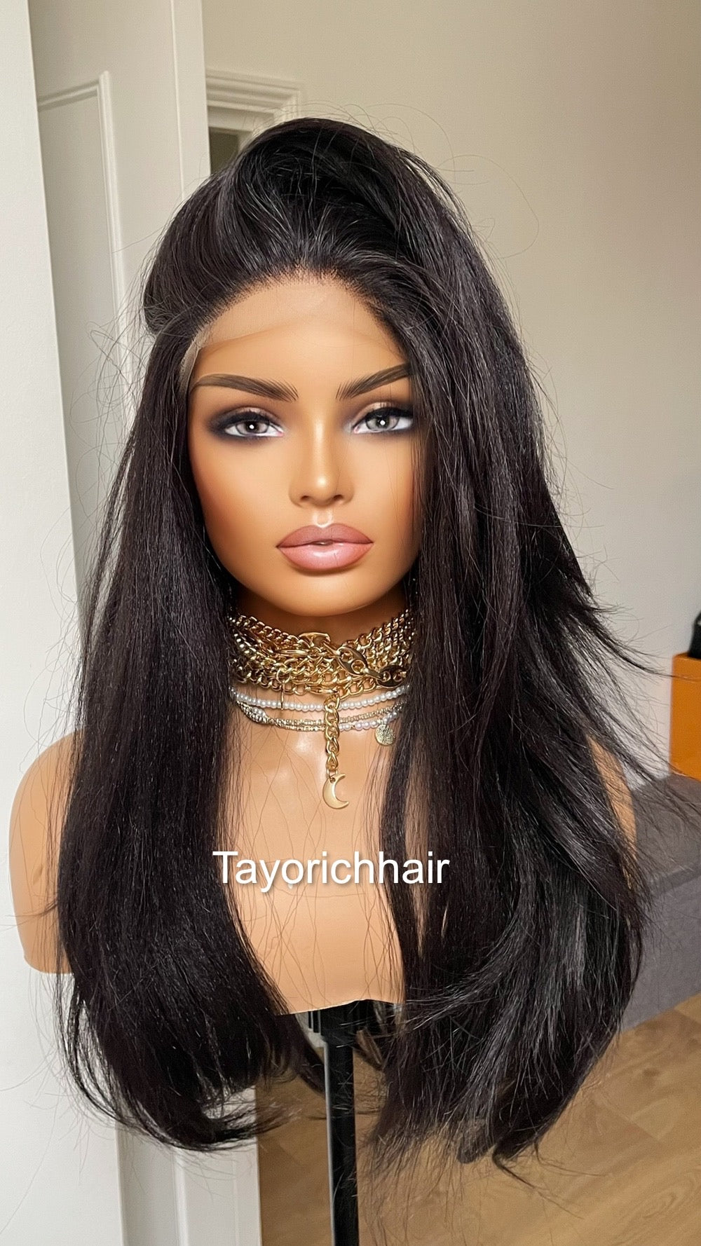 Jet Black Lace Front Wig For Women| Black Short Yaki Synthetic Wigs For Women| Daily Wig For Women| Party Wigs|Free Part Shoulder Length Wig