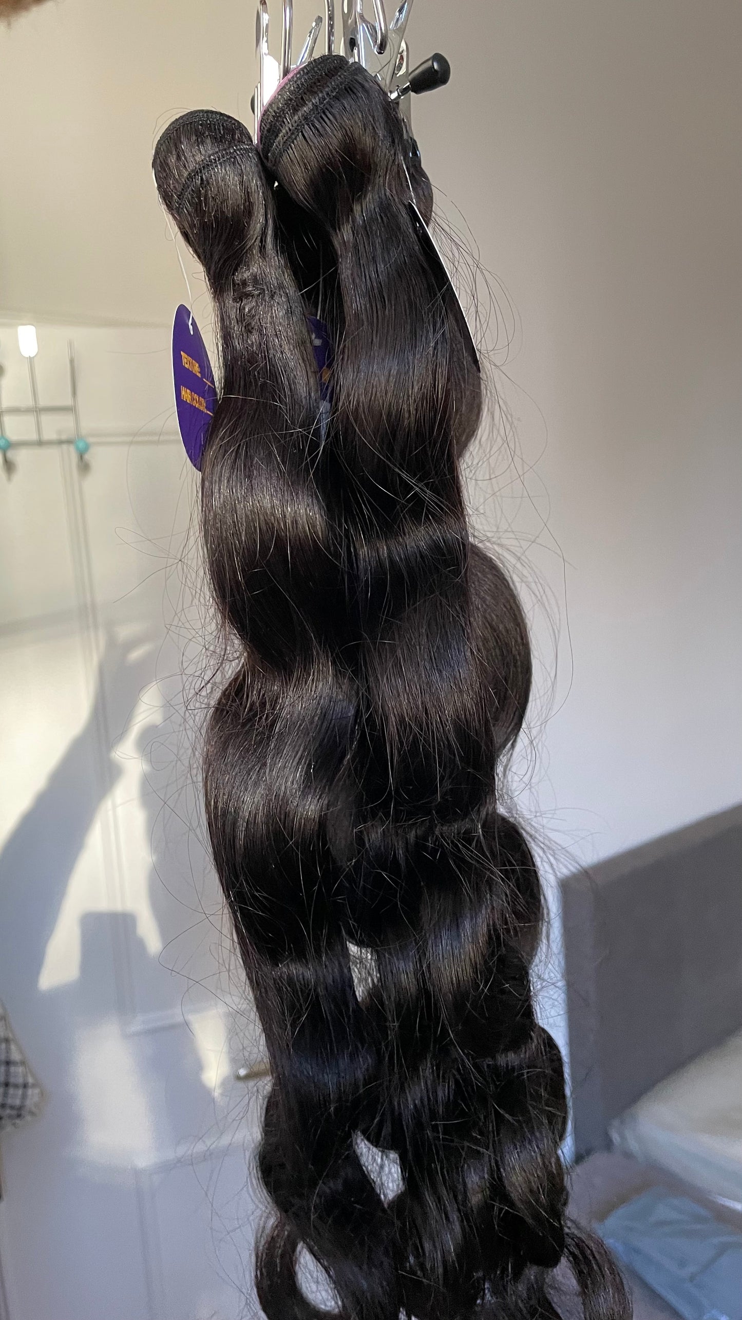 Black Weft Human Hair/ 3 Bundles 20 Inches Weft Hair Extension/ 100% Real Human Hair Bundles Extension/High Quality Black Human Hair Wefts