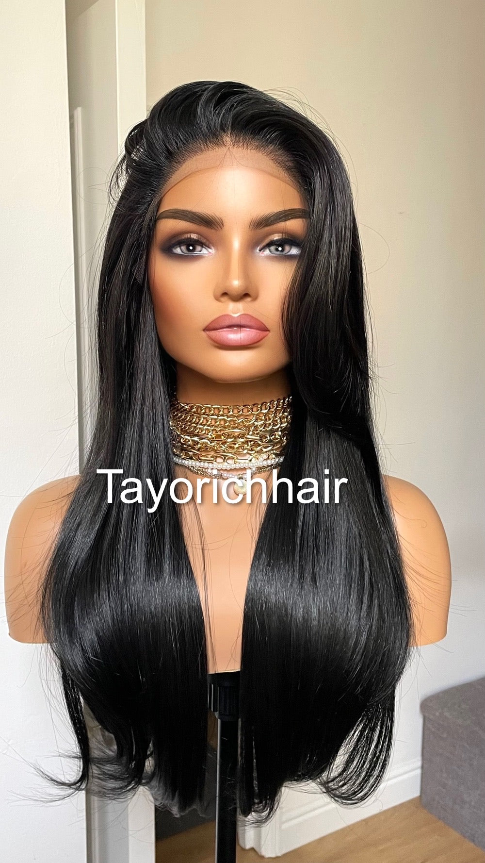 Tayorichhair 20-Inch Jet Black Straight Synthetic Wig – 13x3 Transparent Lace Front, Free Part Beginner-Friendly Glueless Daily Wear Wig