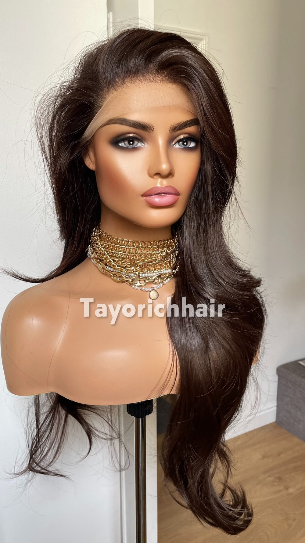 Tayorichhair Dark Brown Layered Glueless Synthetic Lace Front Wig (10"-22")