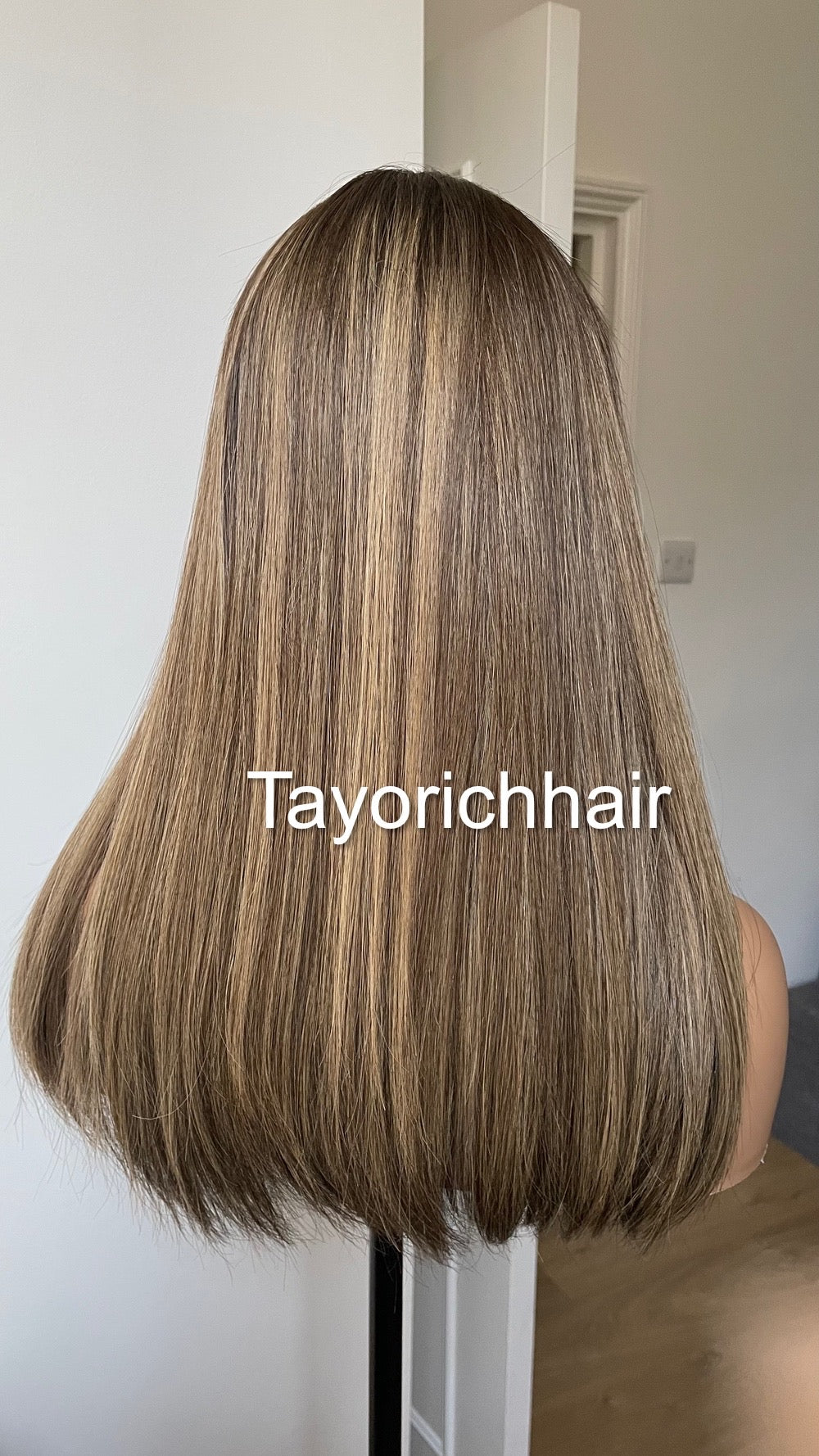 Balayage Human Hair Lace Top Wig In 18 Inches/ European Human Hair Wig/ Natural Looking Wig For Women/ Blonde & Brown Wig By Tayorichhair