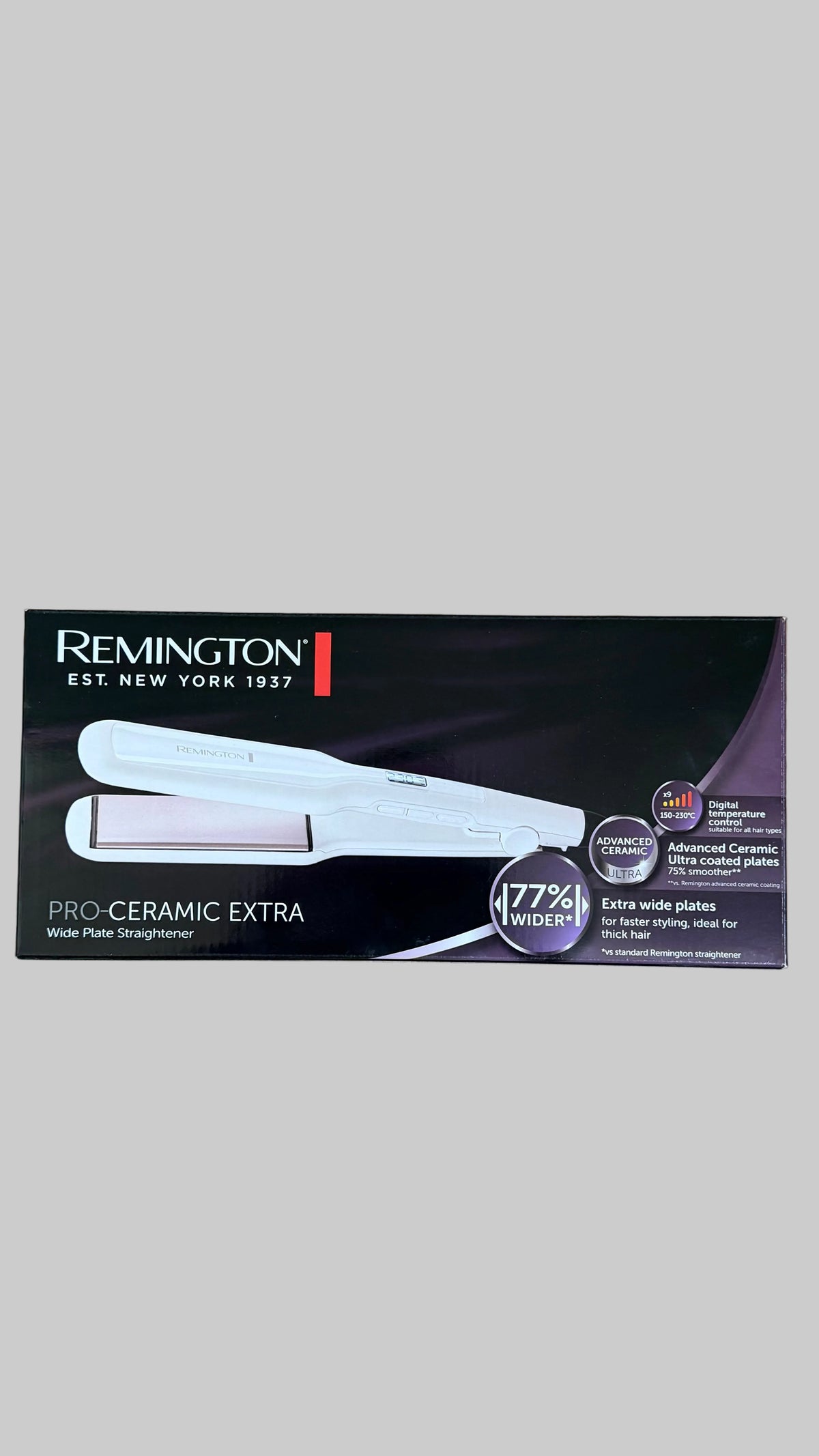 Remington Pro-Ceramic Extra Wide Hair Straightener – White Gloss (S5527)