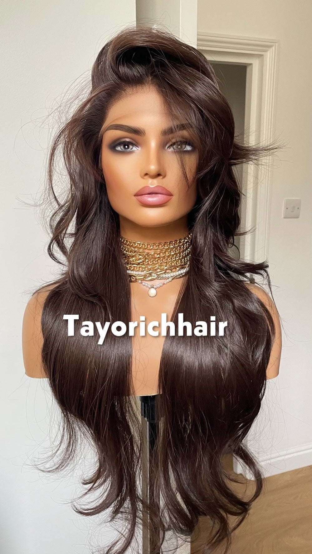 Tayorichhair Dark Brown Layered Glueless Synthetic Lace Front Wig (10"-22")