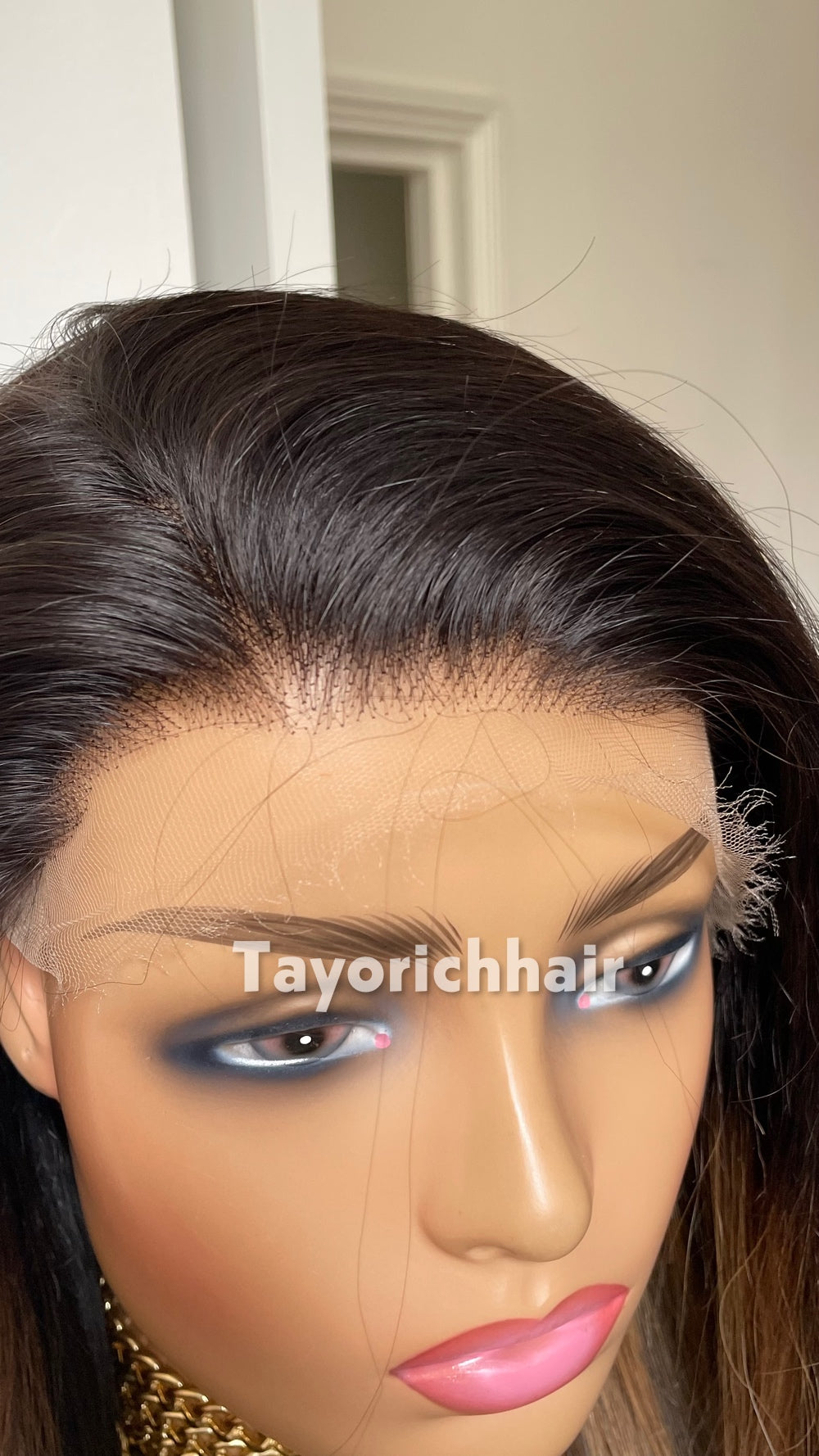 Black Human Hair Lace Front Wig with Blonde Highlights | 24” Wavy HD Lace Wig | 13x4 Glueless Wig | 100% Human Hair | Tayorichhair