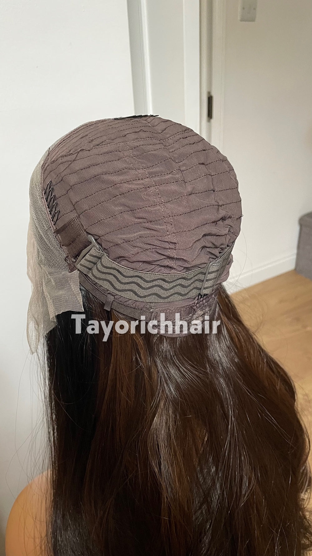 Dark Brown Highlighted Synthetic Lace Front Wig – 24 Inch, Glueless, Heat Safe