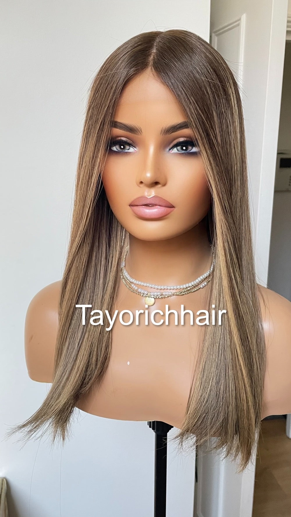 Balayage Human Hair Lace Top Wig In 18 Inches/ European Human Hair Wig/ Natural Looking Wig For Women/ Blonde & Brown Wig By Tayorichhair