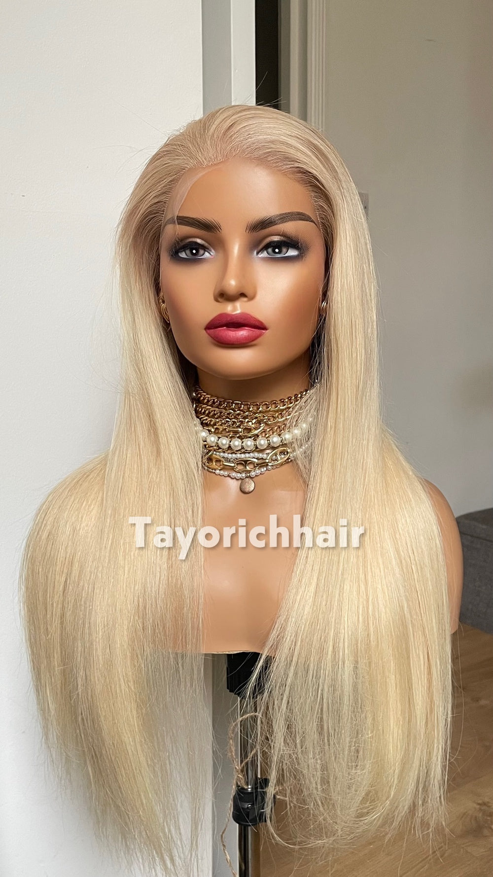 22 Inch Warm Blonde Human Hair Wig with 13x4 HD Lace Frontal