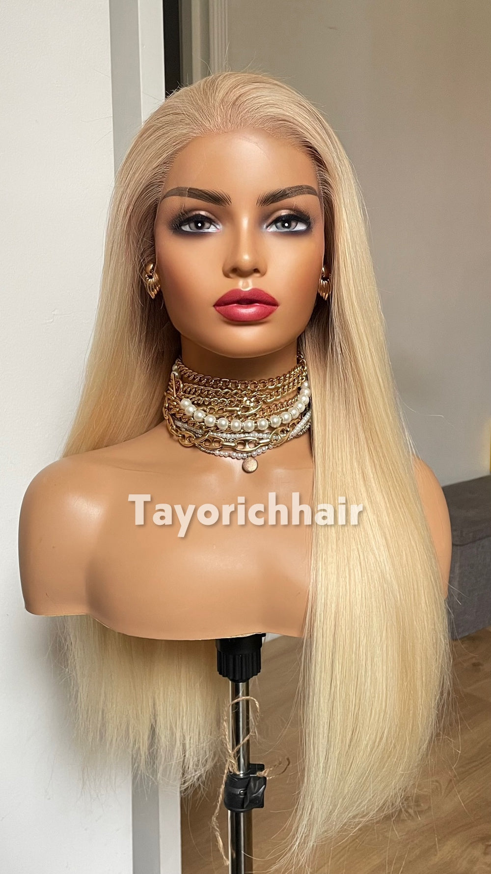 22 Inch Warm Blonde Human Hair Wig with 13x4 HD Lace Frontal