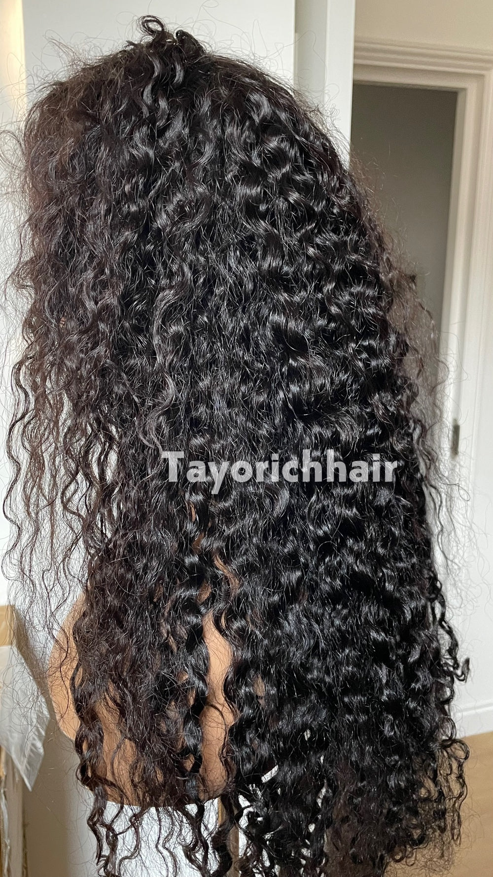 24" Wet and Wavy Curls HD Lace Human Hair Wig - 180% Density 1B Natural Black | Medical & Beauty