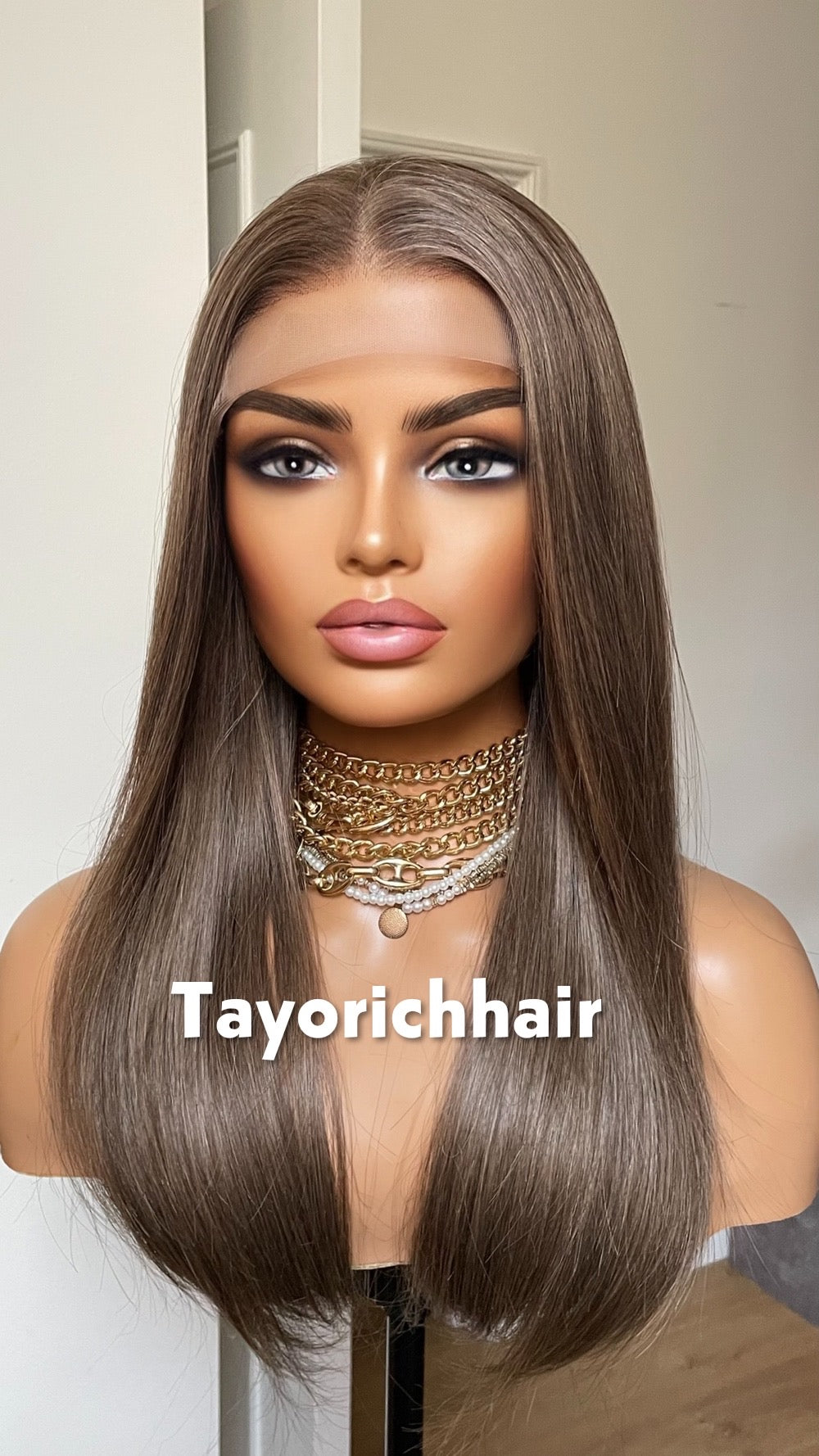 Dark Ash Blonde Straight Wig- 16 Inch Lace Front, Heat Resistant Synthetic Hair