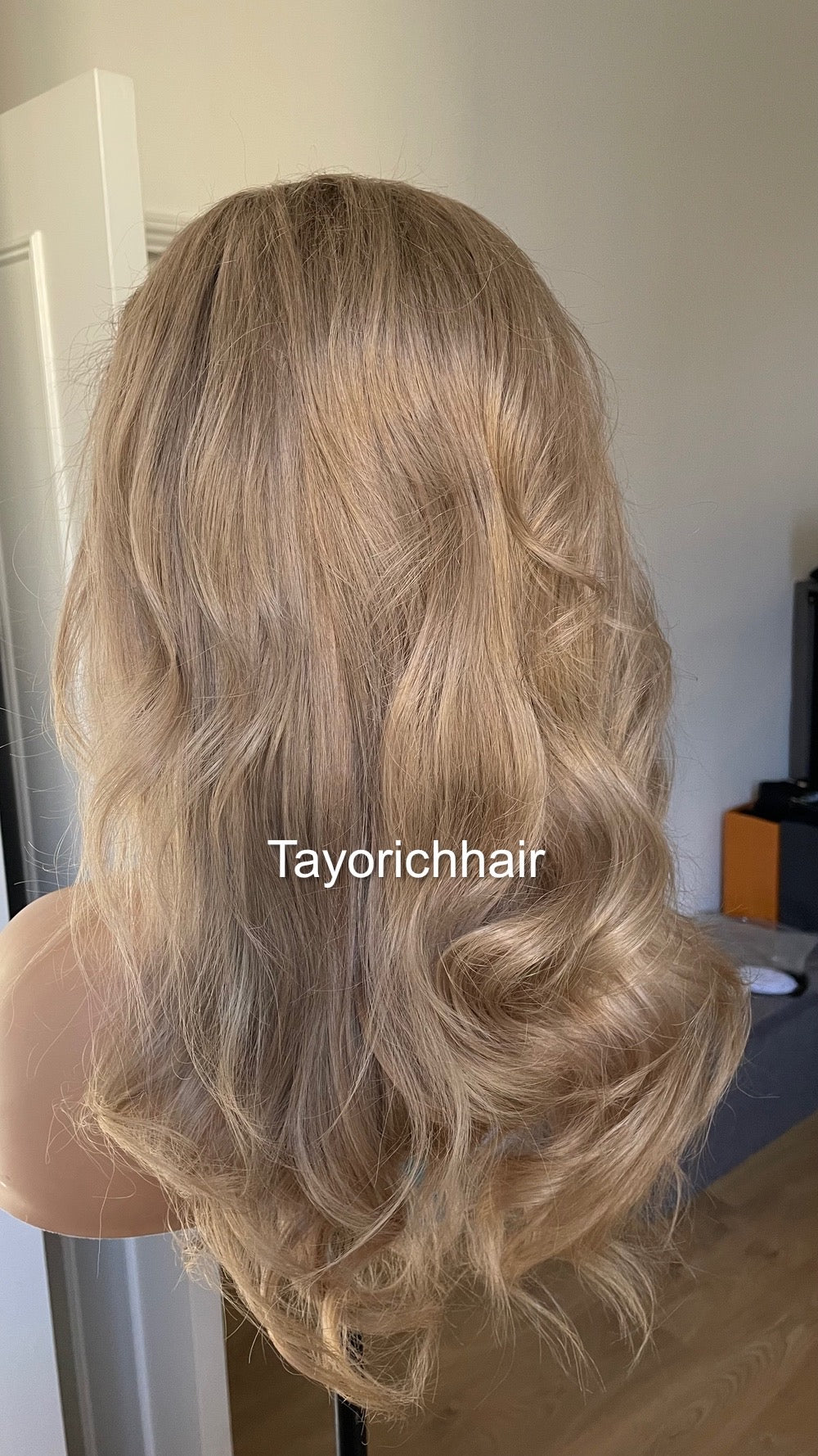 Dark Ash Blonde Short Real Hair With Dark Roots/ 13x4 HD Lace Front Wavy Real Hair Wig/ Small Cap/ Real Hair Wig/Daily Wear Wig For Women