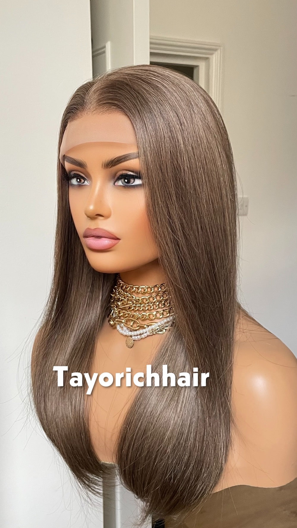 Dark Ash Blonde Straight Wig- 16 Inch Lace Front, Heat Resistant Synthetic Hair