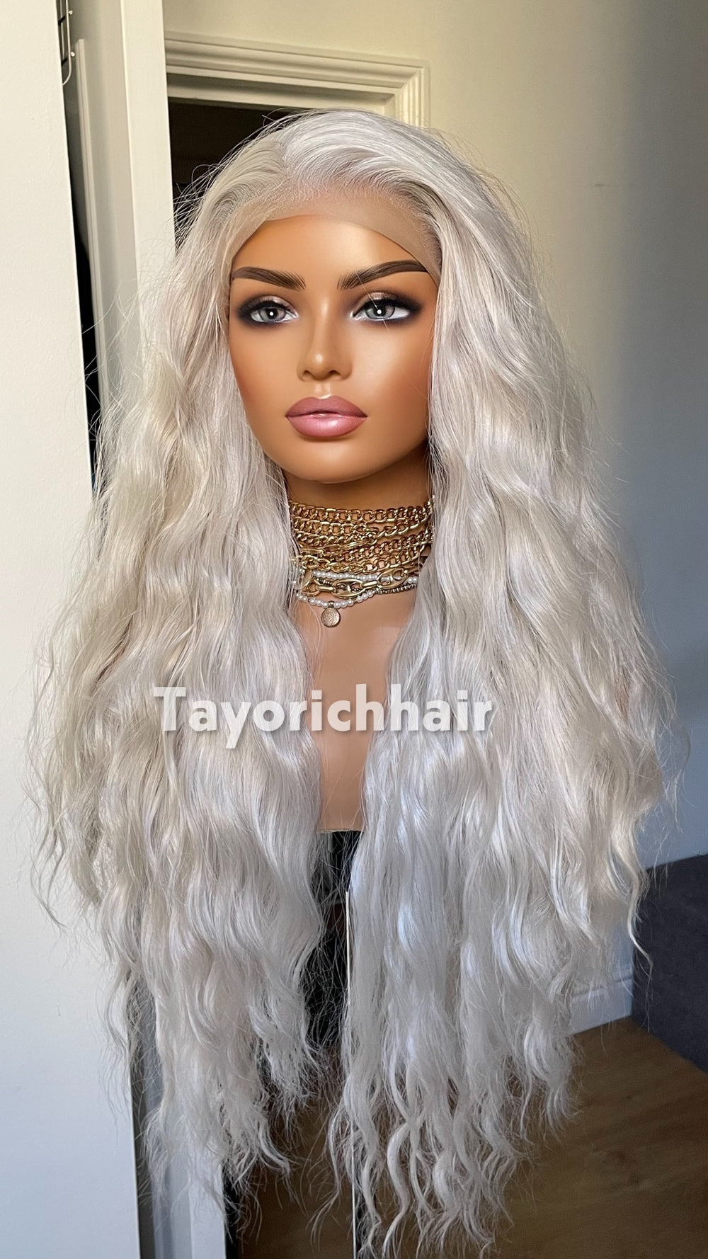 Tayorichhair Icy Platinum Blonde Loose Curls Wig – 24" Heat Safe Synthetic