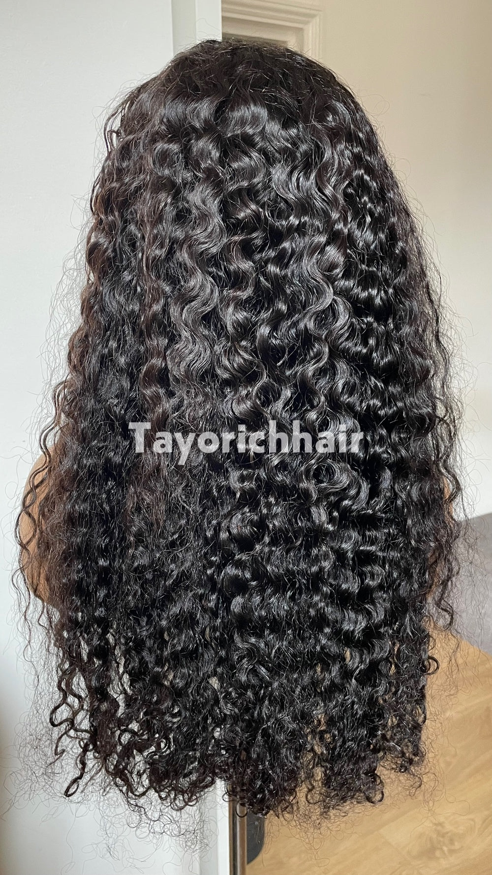 24" Wet and Wavy Curls HD Lace Human Hair Wig - 180% Density 1B Natural Black | Medical & Beauty