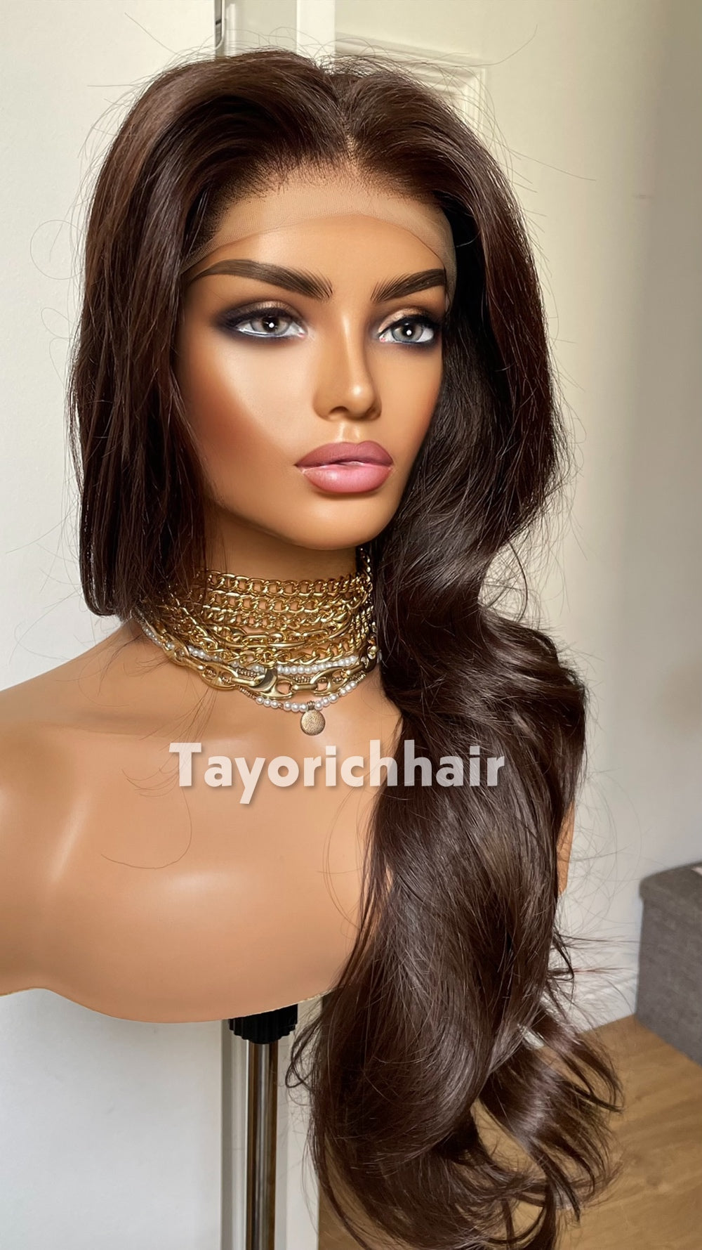 Tayorichhair Dark Brown Layered Glueless Synthetic Lace Front Wig (10"-22")