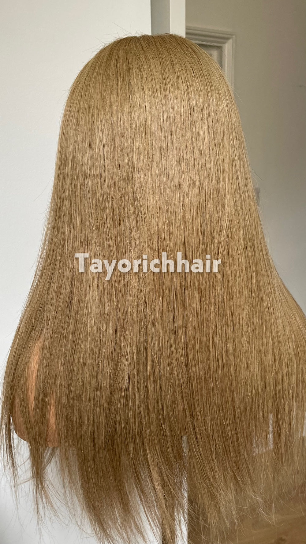 Golden Ash Blonde Human Hair Wig | 18” Straight