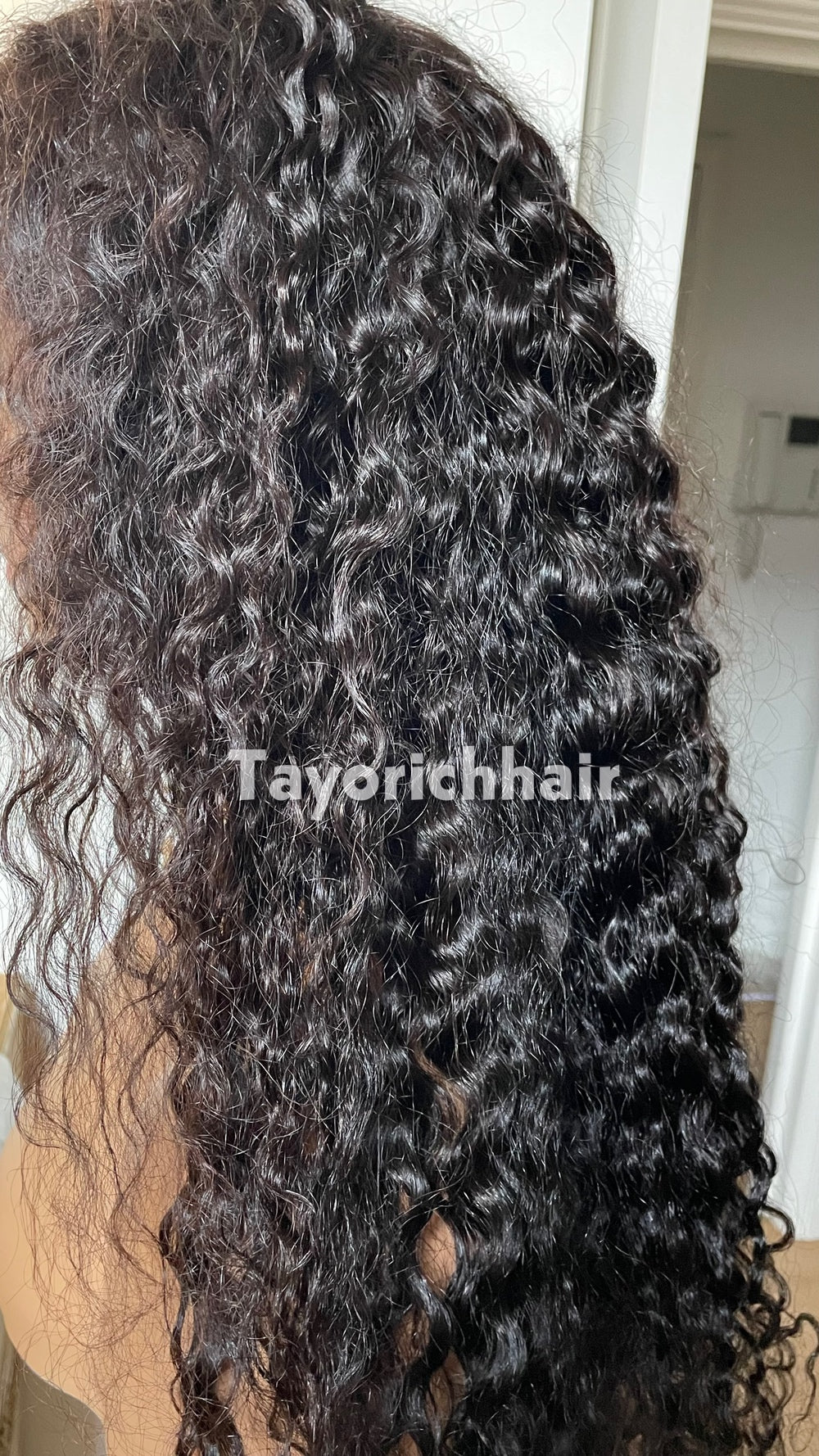 24" Wet and Wavy Curls HD Lace Human Hair Wig - 180% Density 1B Natural Black | Medical & Beauty